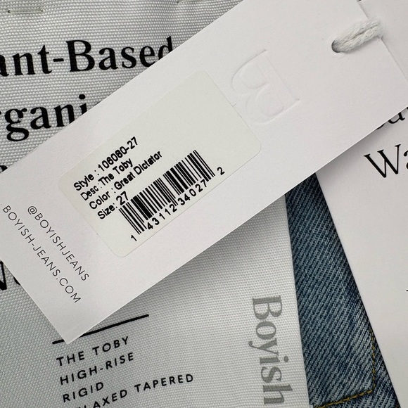 NWT BOYISH Toby High Rise Relaxed Fit Distressed Jeans | Sz 27 | Medium Indigo - Picture 6 of 14